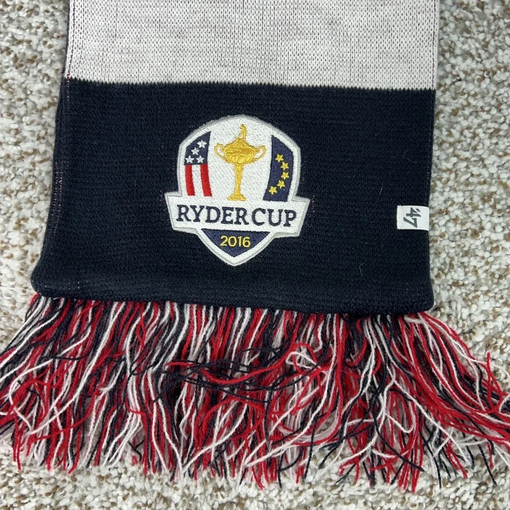 Ryder Cup Scarf Mens Womens Red Navy White Golf 2016 Striped Knit Fringe Winter